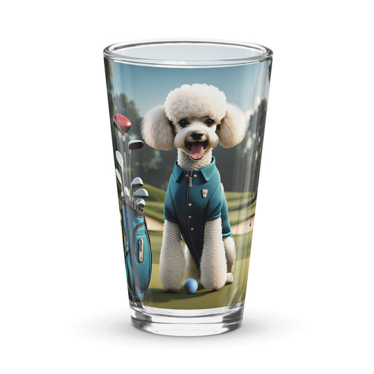 Poodle Golfer- Shaker Pint Glass