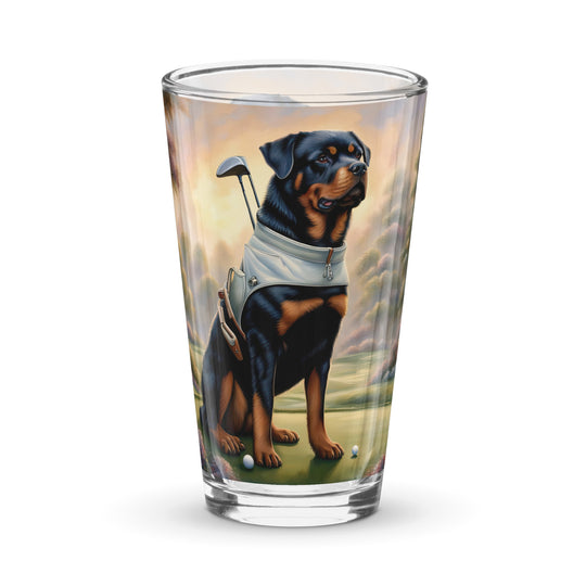 Rottweiler Golfer- Shaker Pint Glass v3