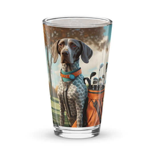 German Shorthaired Pointer Golfer- Shaker pint glass