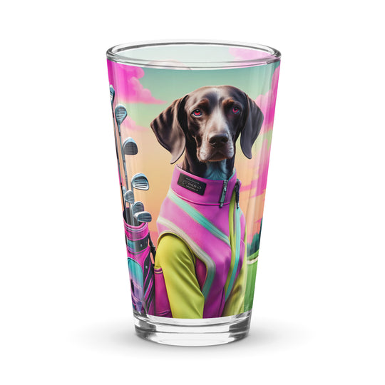 German Shorthaired Pointer Golfer- Shaker pint glass v3