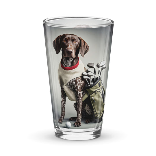 German Shorthaired Pointer Golfer- Shaker pint glass v4