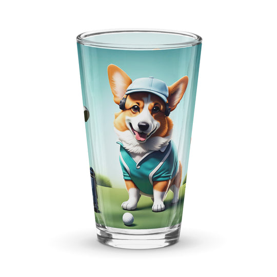 Pembroke Welsh Corgi Golfer- Shaker pint glass
