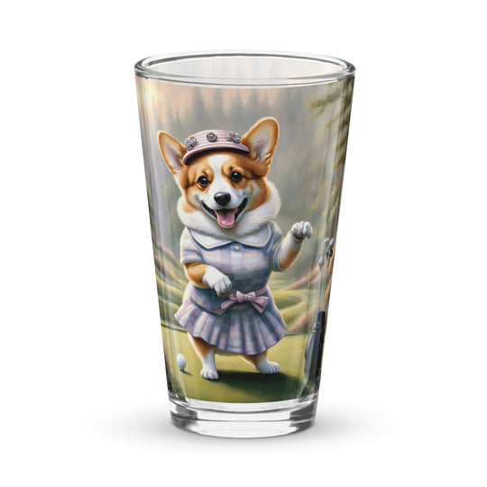 Pembroke Welsh Corgi Golfer- Shaker pint glass v2