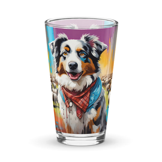 Australian Shepherd- Shaker pint glass v3