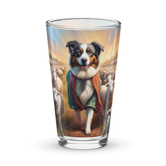 Australian Shepherd Golfer- Shaker pint glass v3