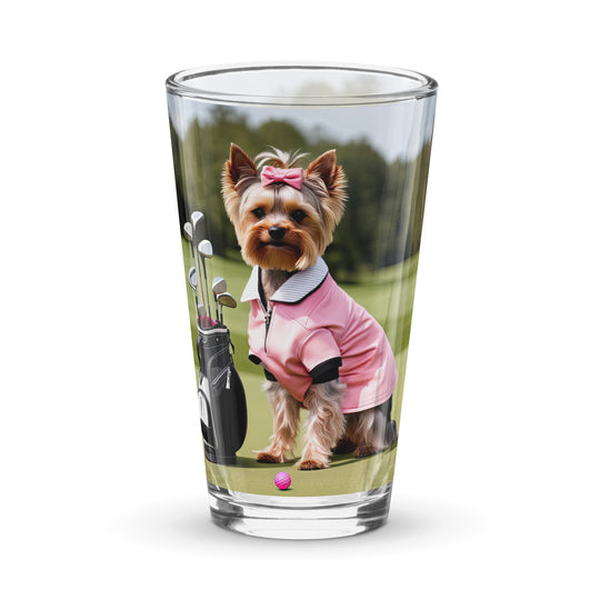 Yorkshire Terrier Golfer- Shaker pint glass v2