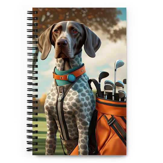 German Shorthaired Pointer Golfer- Spiral notebook
