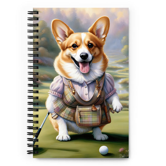 Pembroke Welsh Corgi Golfer- Spiral notebook v3