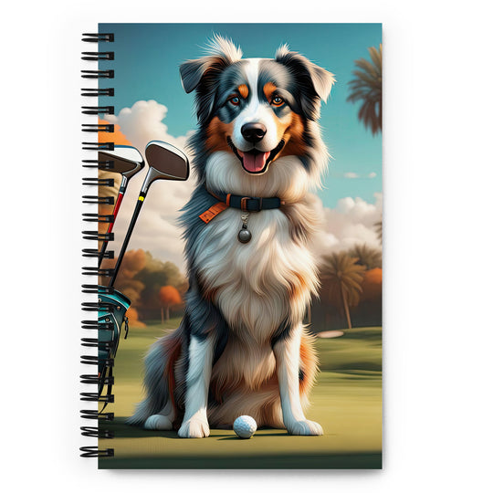 Australian Shepherd Golfer- Spiral notebook v2