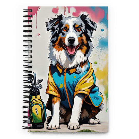 Australian Shepherd Golfer- Spiral notebook v3