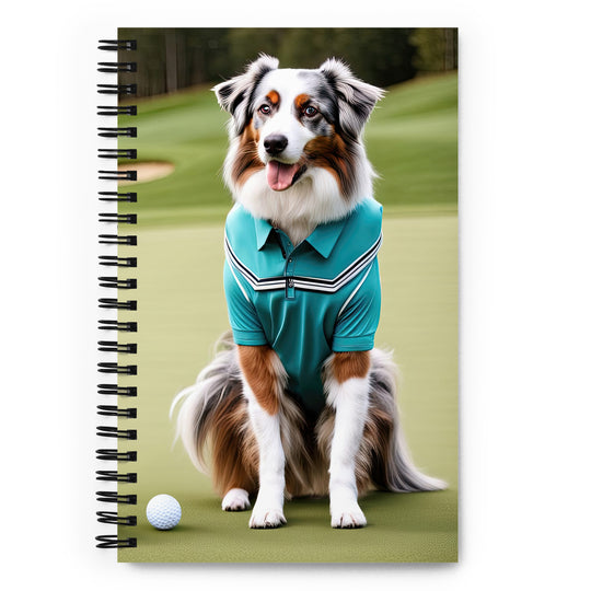 Australian Shepherd Golfer- Spiral notebook v4