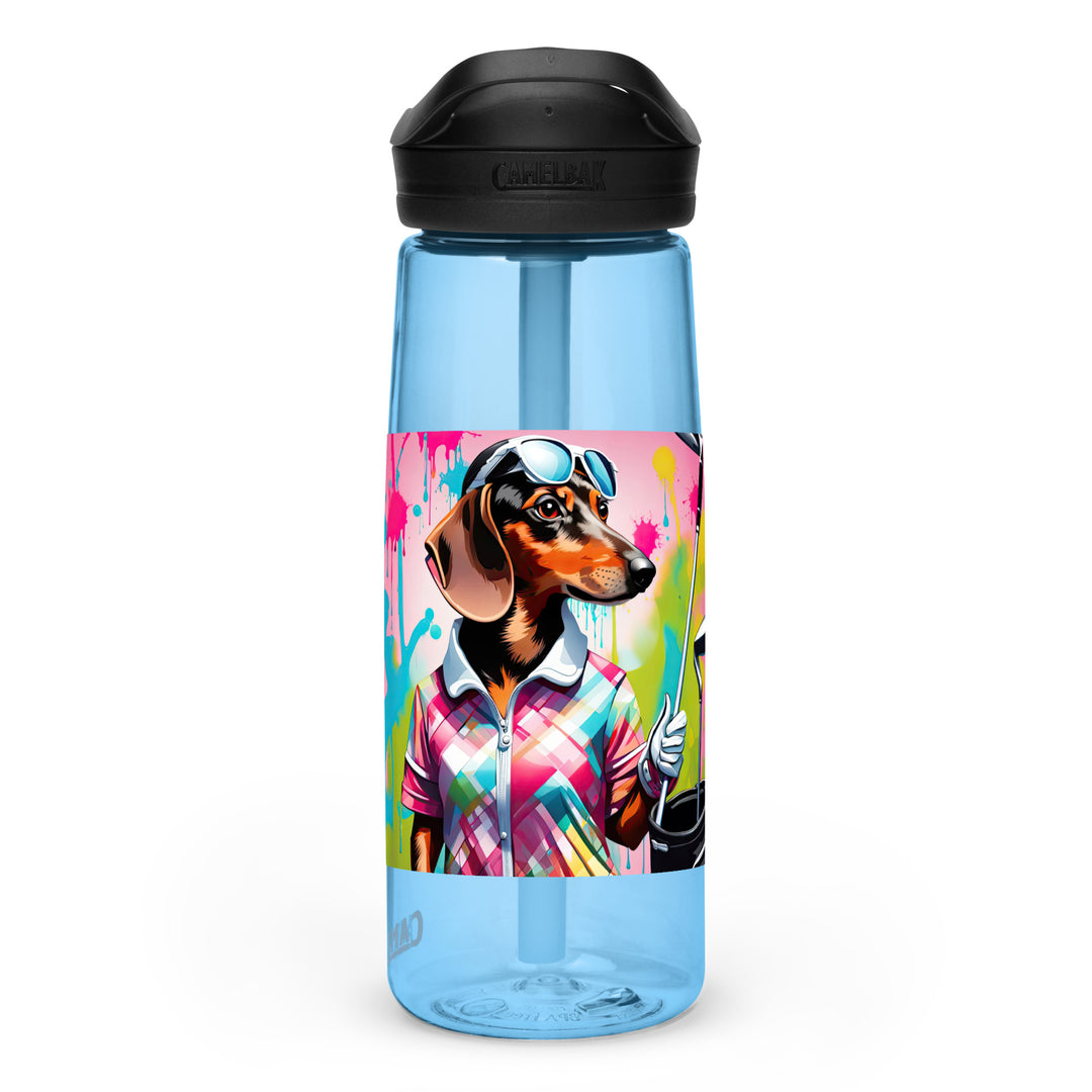 Dachshund Golfer- Sports water bottle v4