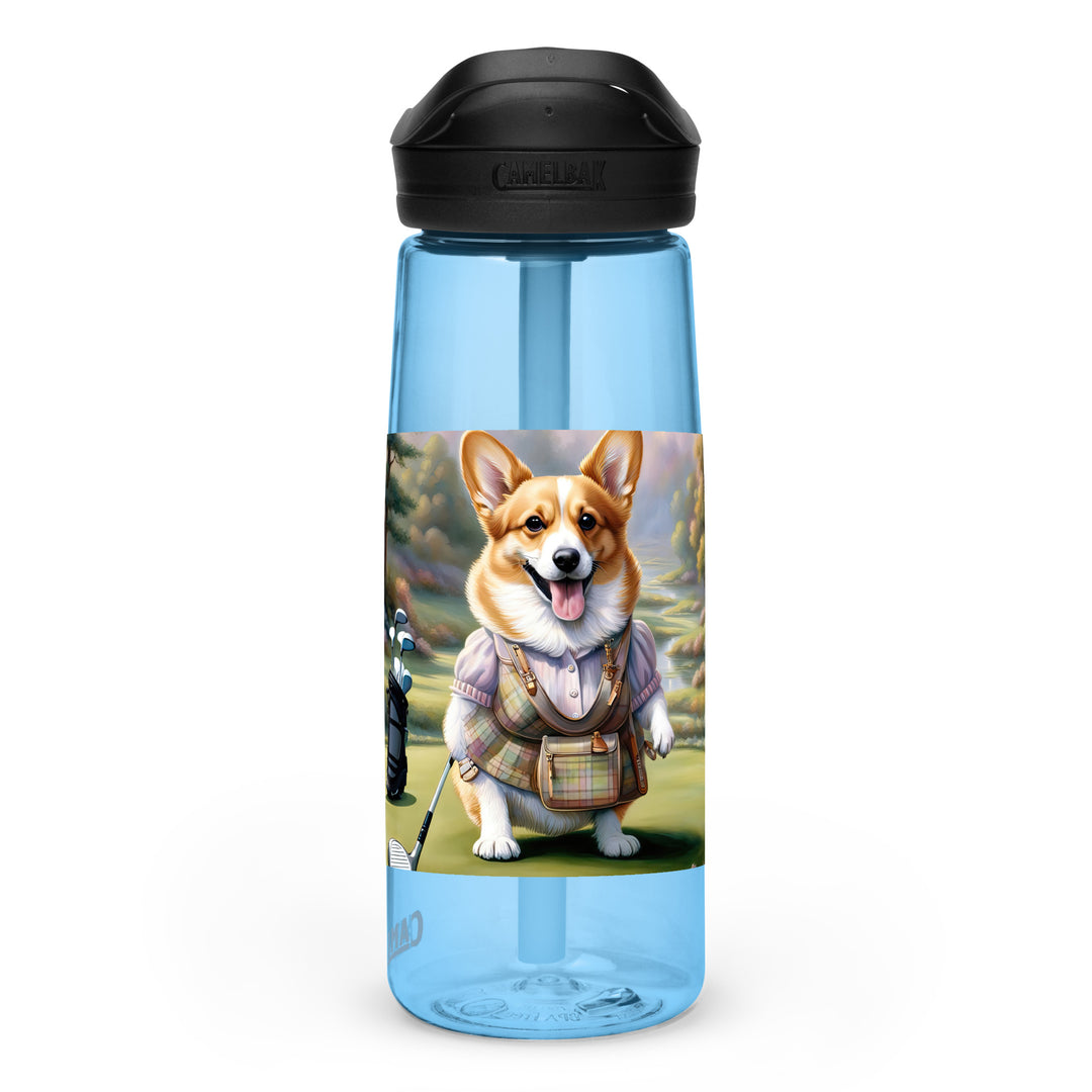 Pembroke Welsh Corgi Golfer- Sports water bottle v3