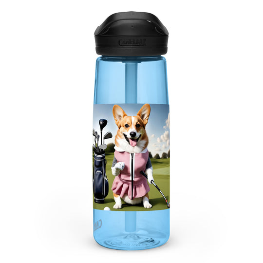 Pembroke Welsh Corgi Golfer- Sports water bottle v5