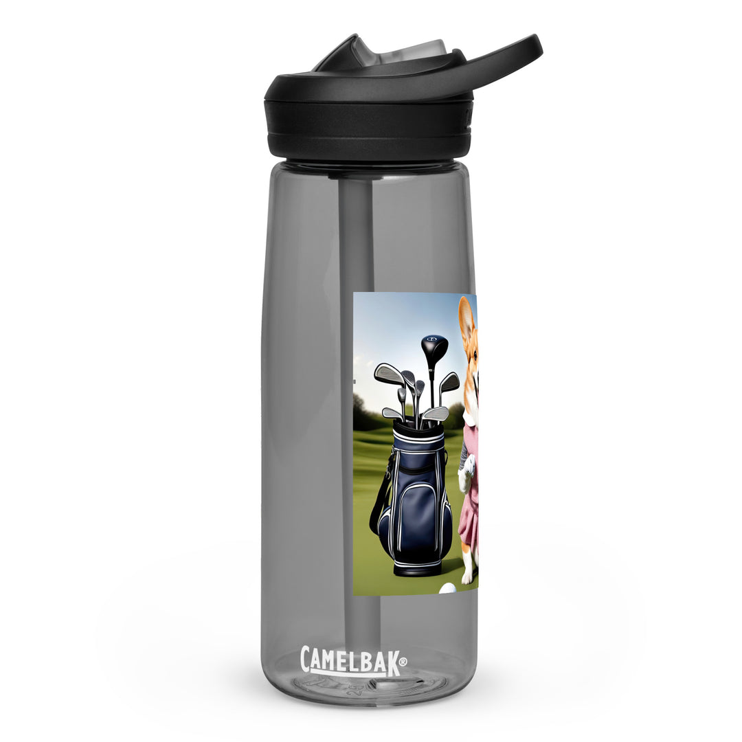 Pembroke Welsh Corgi Golfer- Sports water bottle v5