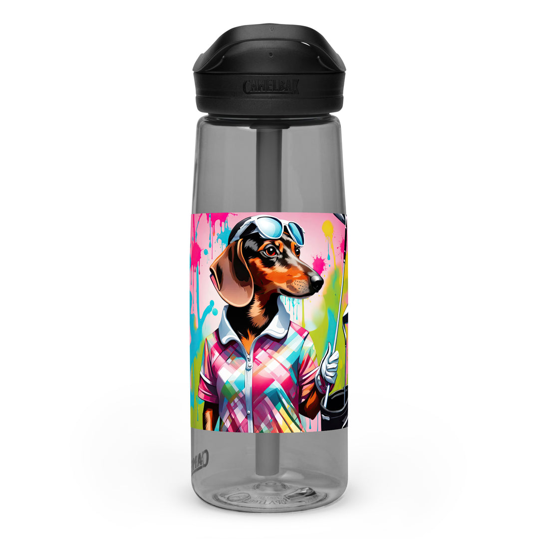 Dachshund Golfer- Sports water bottle v4