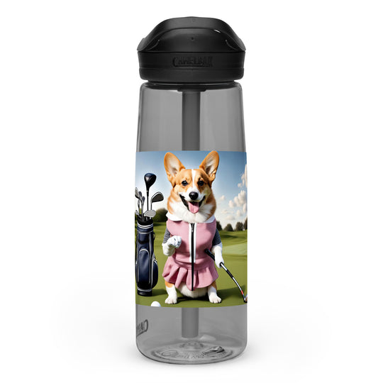 Pembroke Welsh Corgi Golfer- Sports water bottle v5