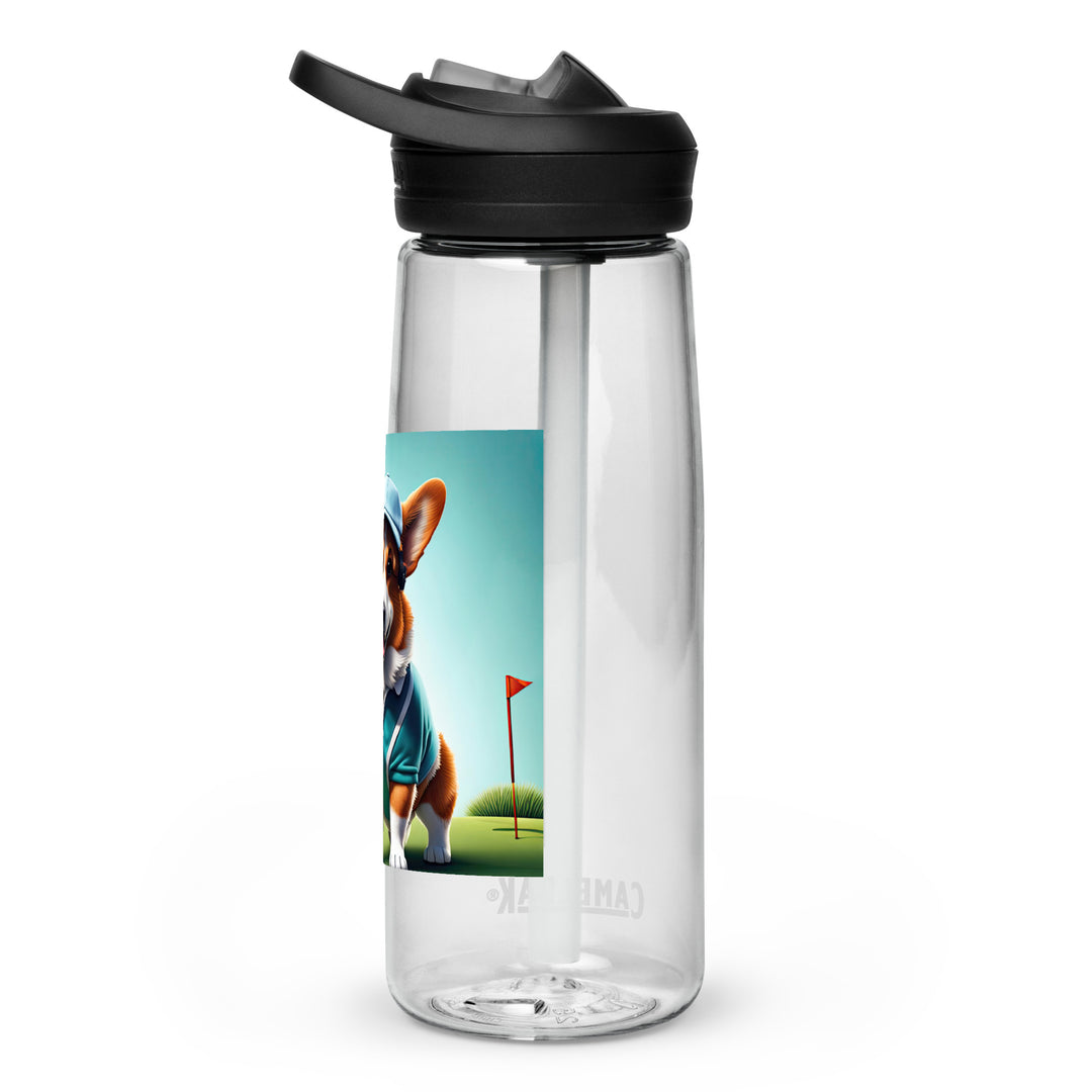Pembroke Welsh Corgi Golfer- Sports water bottle