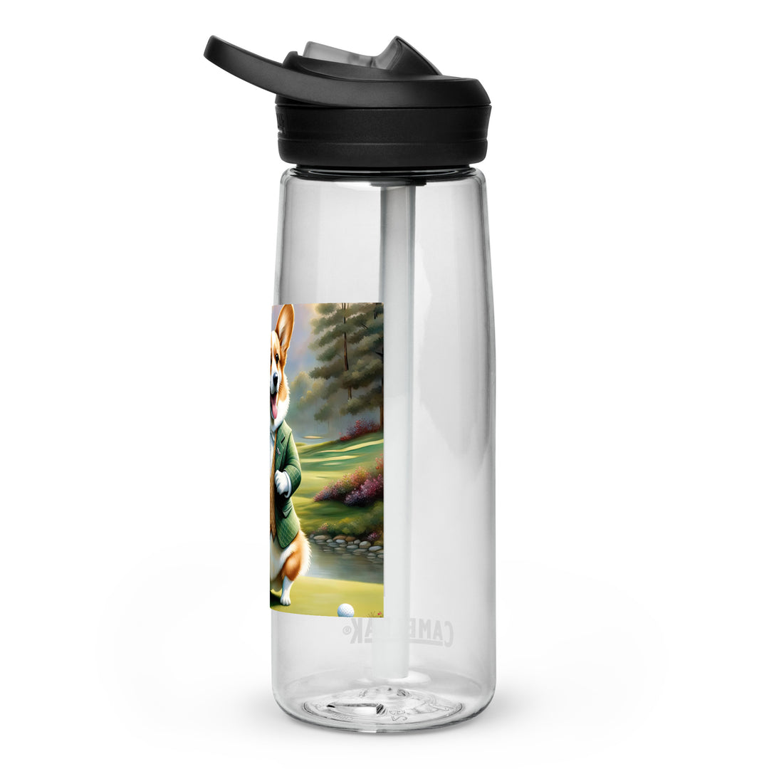 Pembroke Welsh Corgi Golfer- Sports water bottle v4