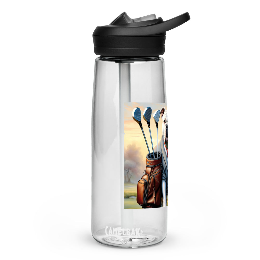 Bulldog Golfer- Sports water bottle v4