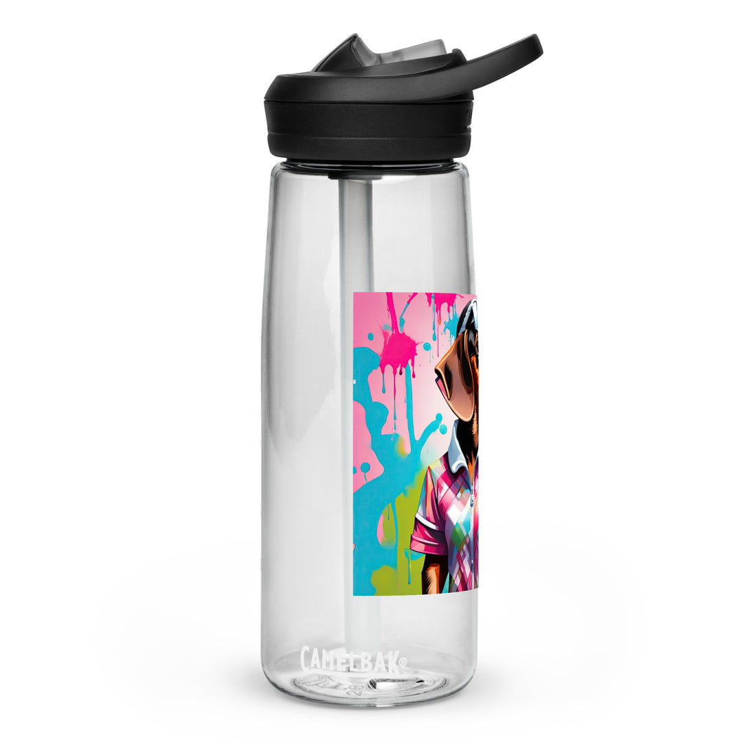 Dachshund Golfer- Sports water bottle v4