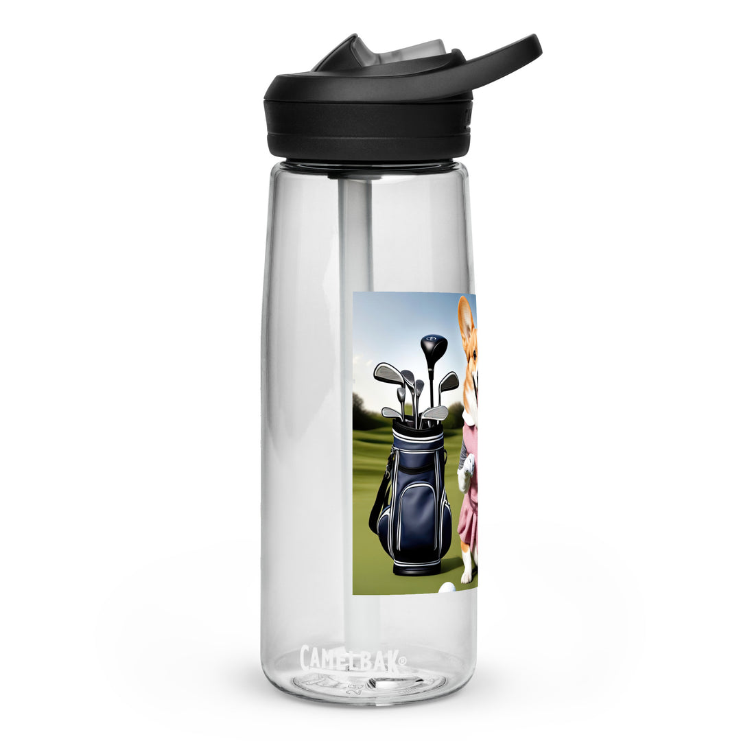 Pembroke Welsh Corgi Golfer- Sports water bottle v5