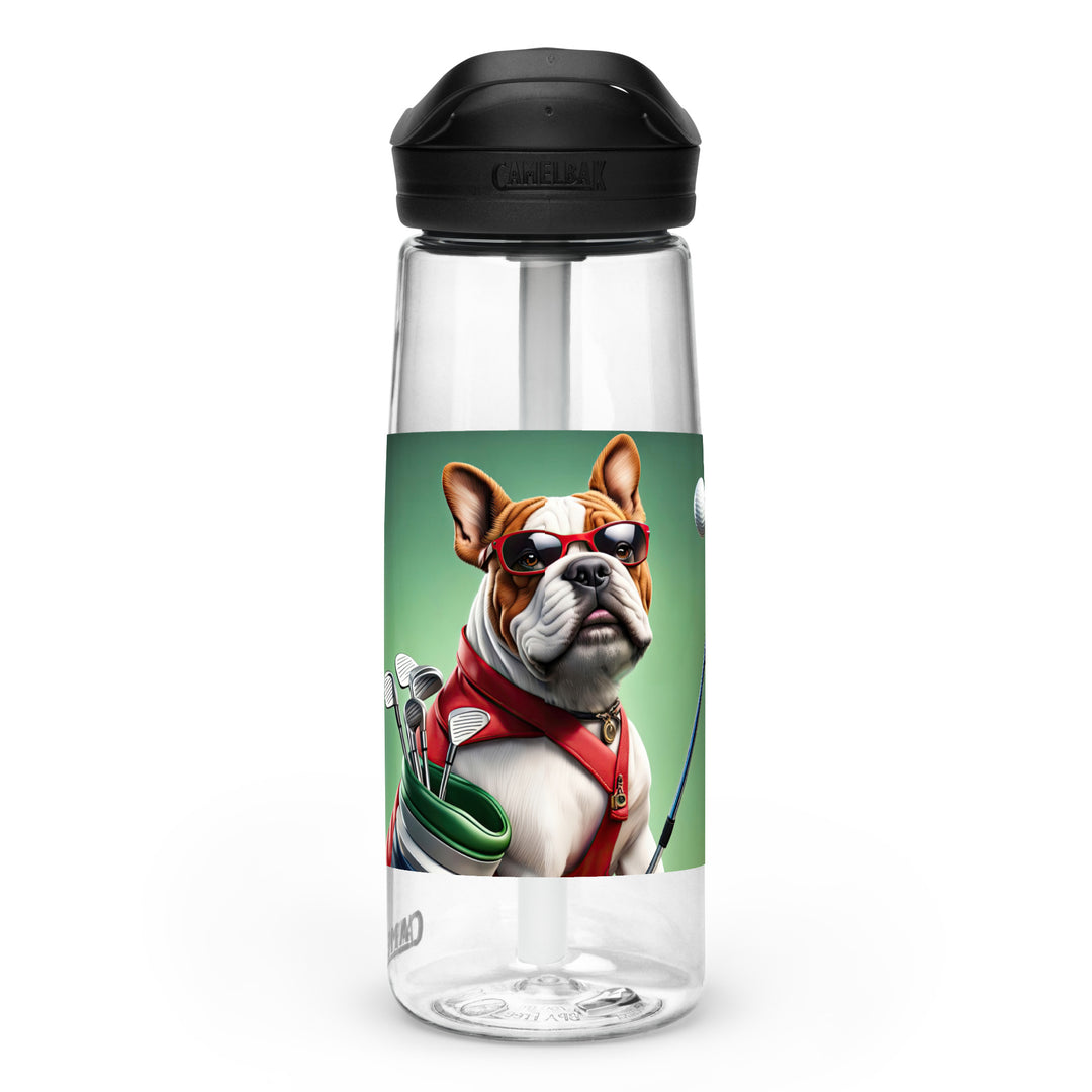 Bulldog Golfer- Sports water bottle v2