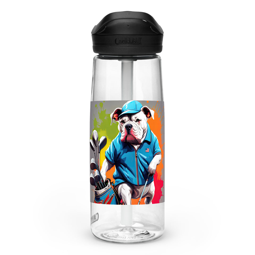 Bulldog Golfer- Sports water bottle v3