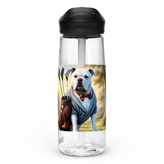 Bulldog Golfer- Sports water bottle v4