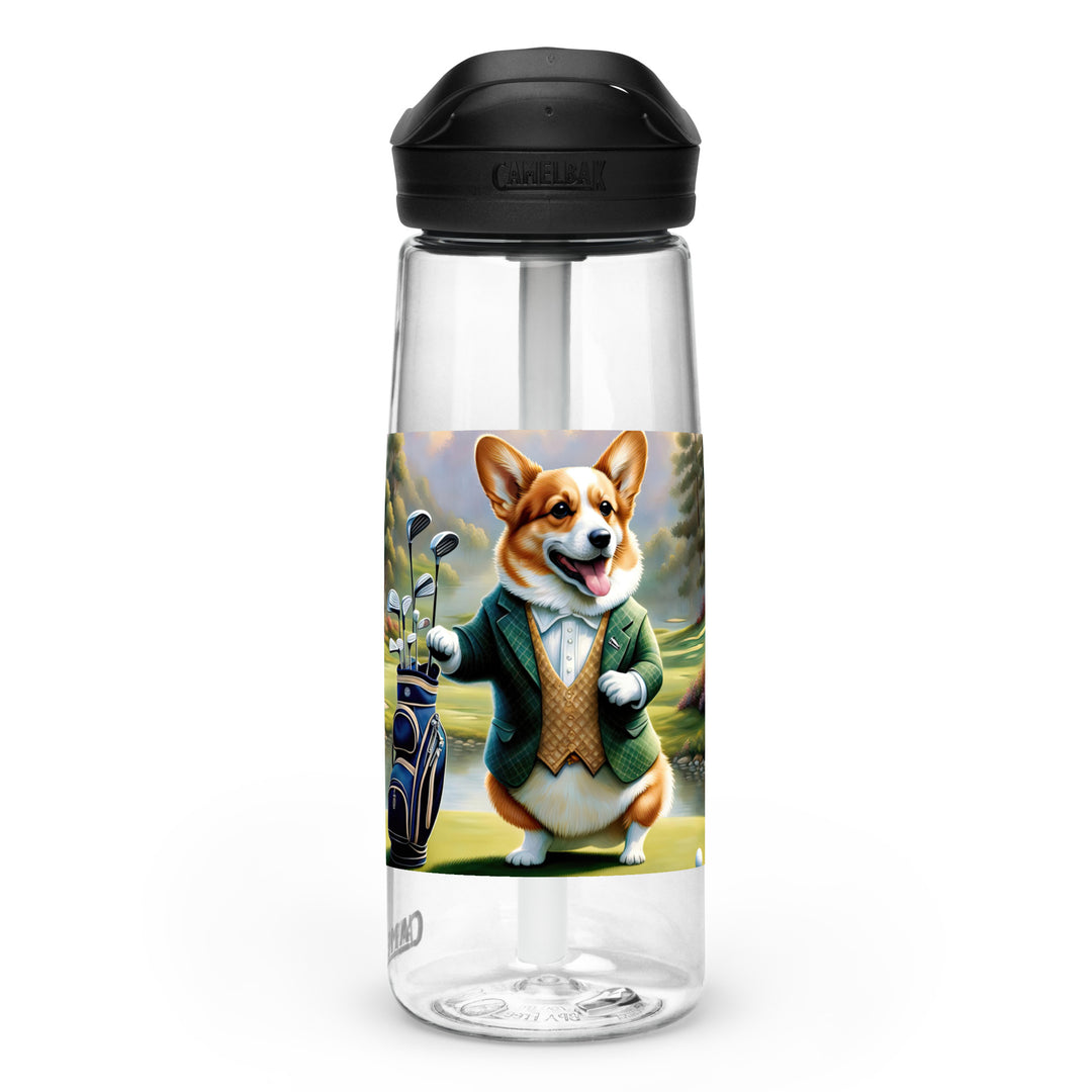 Pembroke Welsh Corgi Golfer- Sports water bottle v4