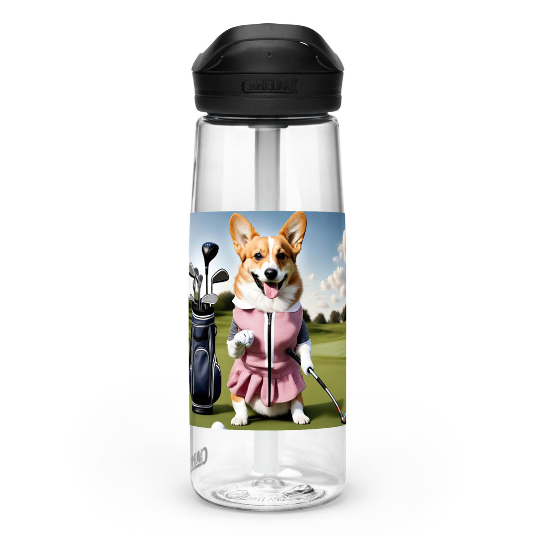 Pembroke Welsh Corgi Golfer- Sports water bottle v5