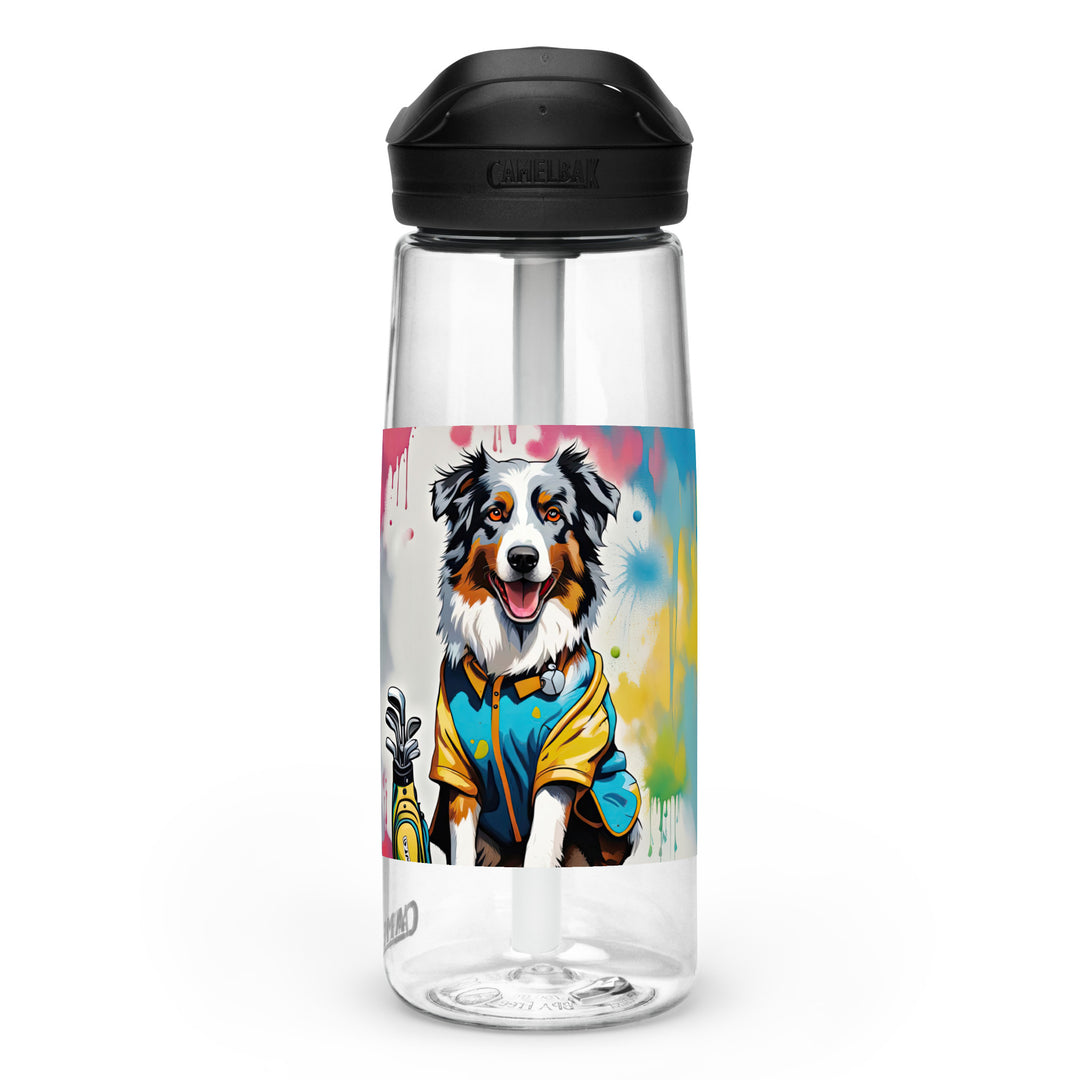 Australian Shepherd Golfer- Sports water bottle v3