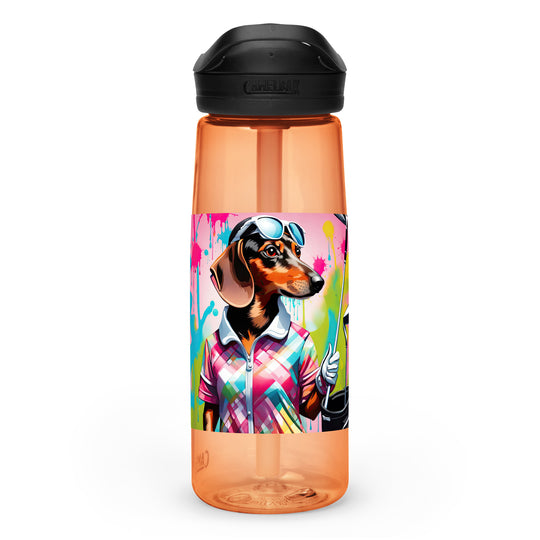 Dachshund Golfer- Sports water bottle v4