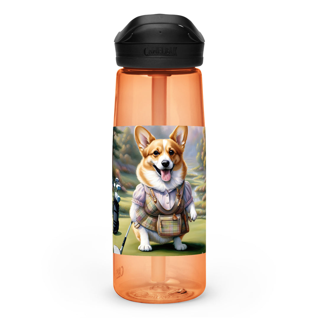 Pembroke Welsh Corgi Golfer- Sports water bottle v3