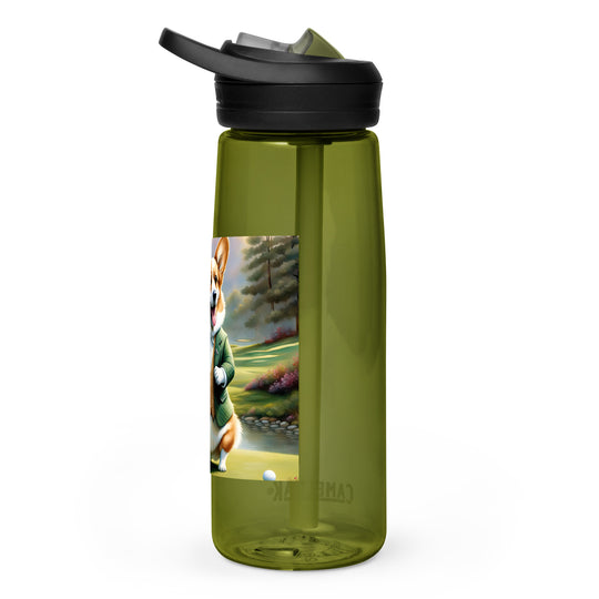 Pembroke Welsh Corgi Golfer- Sports water bottle v4