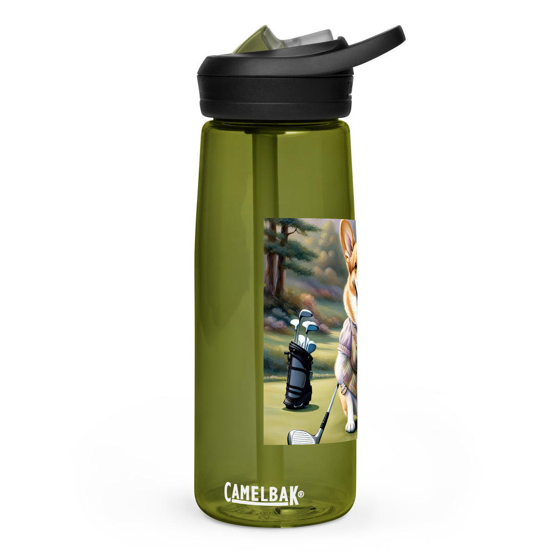 Pembroke Welsh Corgi Golfer- Sports water bottle v3
