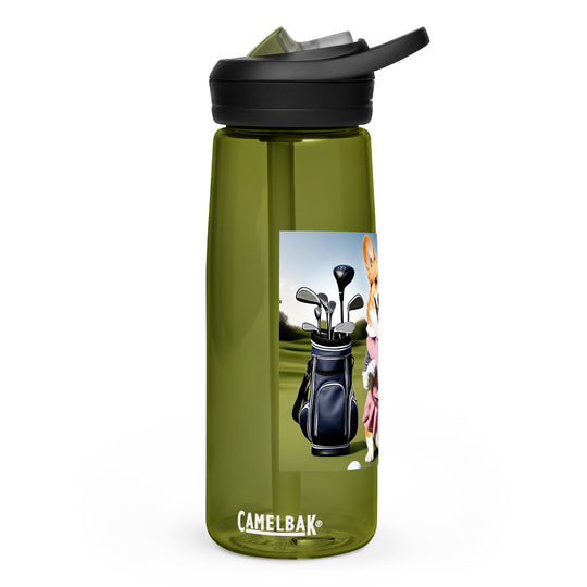 Pembroke Welsh Corgi Golfer- Sports water bottle v5