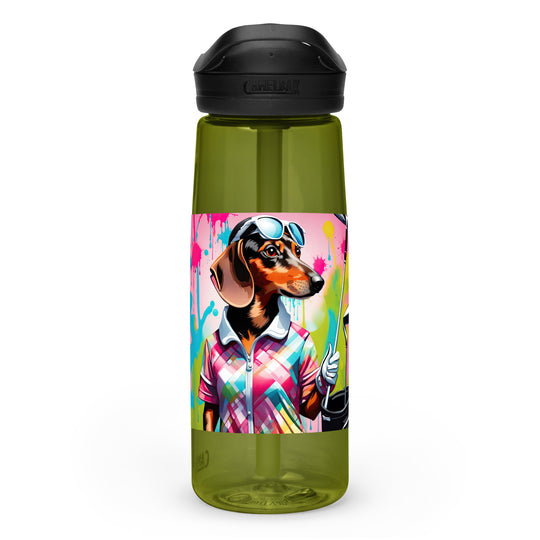 Dachshund Golfer- Sports water bottle v4