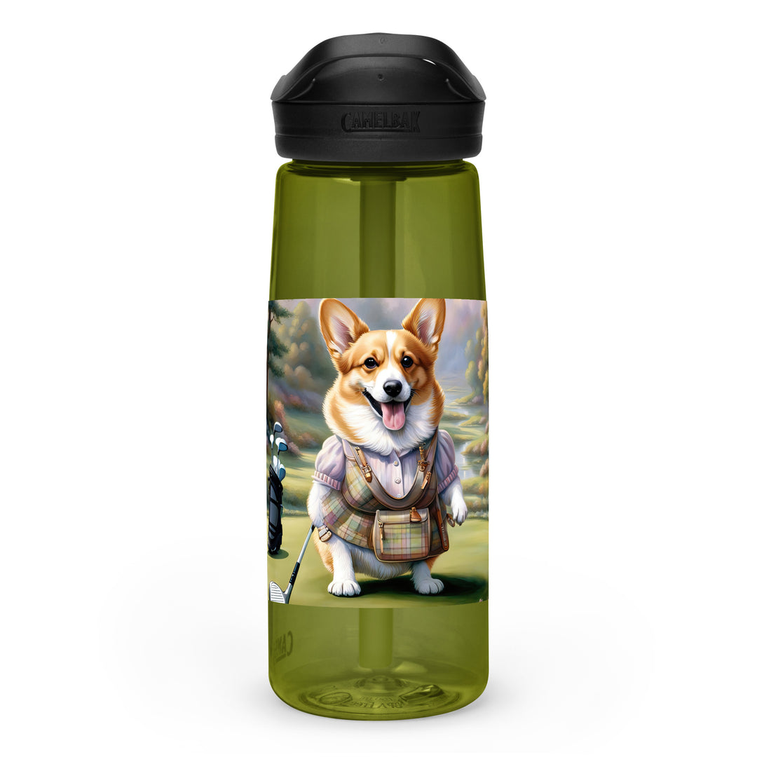 Pembroke Welsh Corgi Golfer- Sports water bottle v3