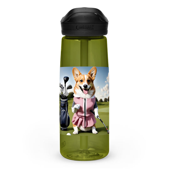 Pembroke Welsh Corgi Golfer- Sports water bottle v5