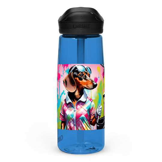 Dachshund Golfer- Sports water bottle v4