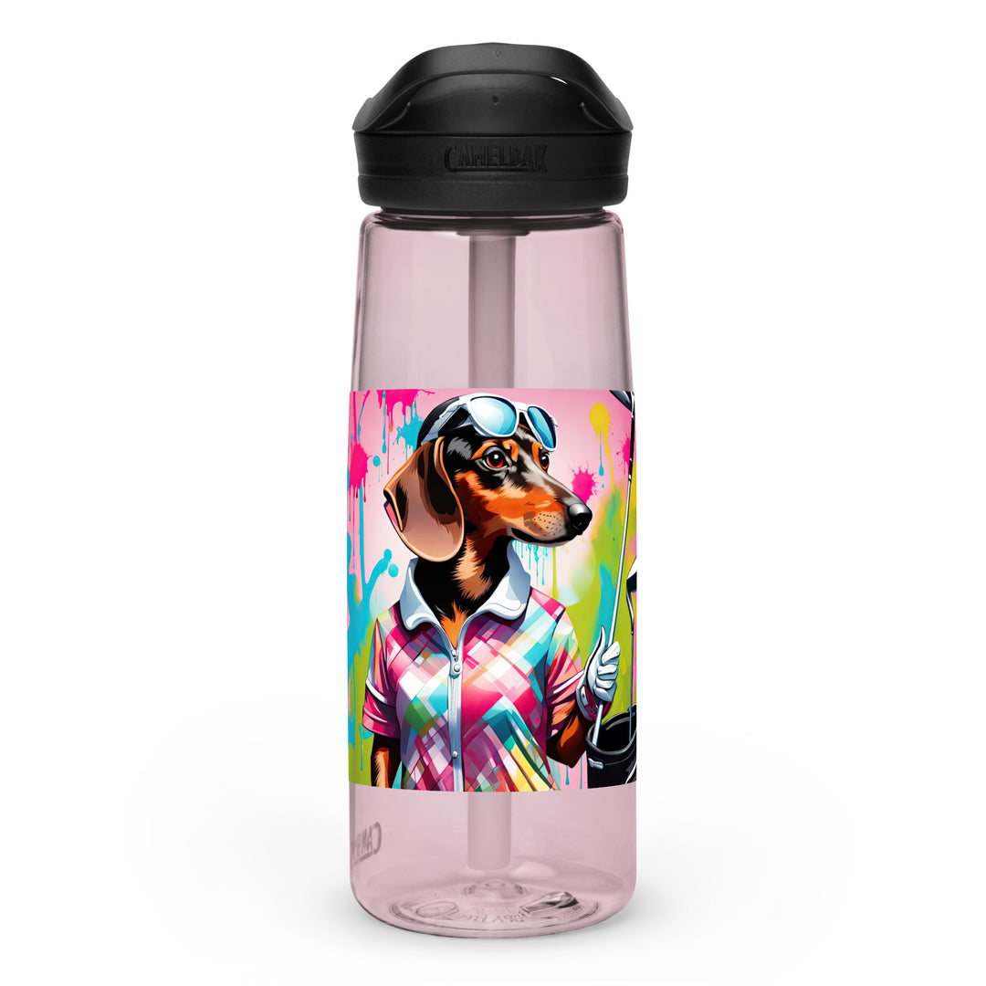 Dachshund Golfer- Sports water bottle v4