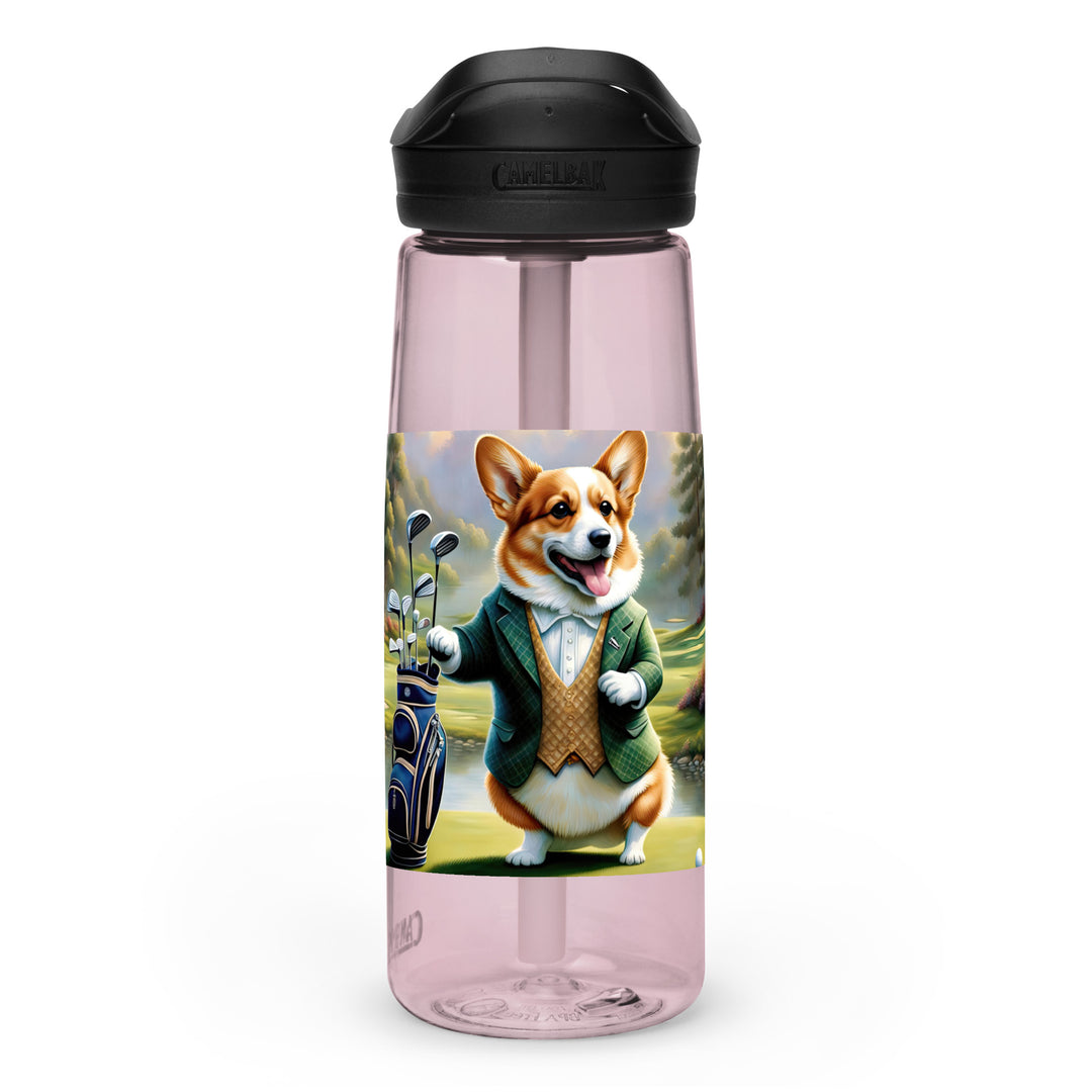 Pembroke Welsh Corgi Golfer- Sports water bottle v4