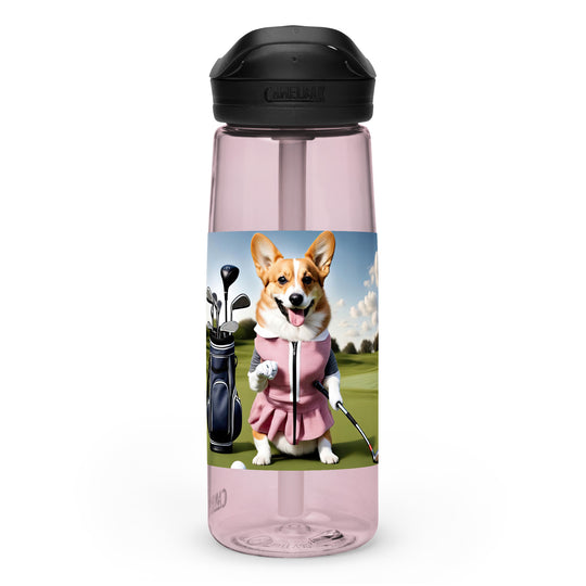 Pembroke Welsh Corgi Golfer- Sports water bottle v5