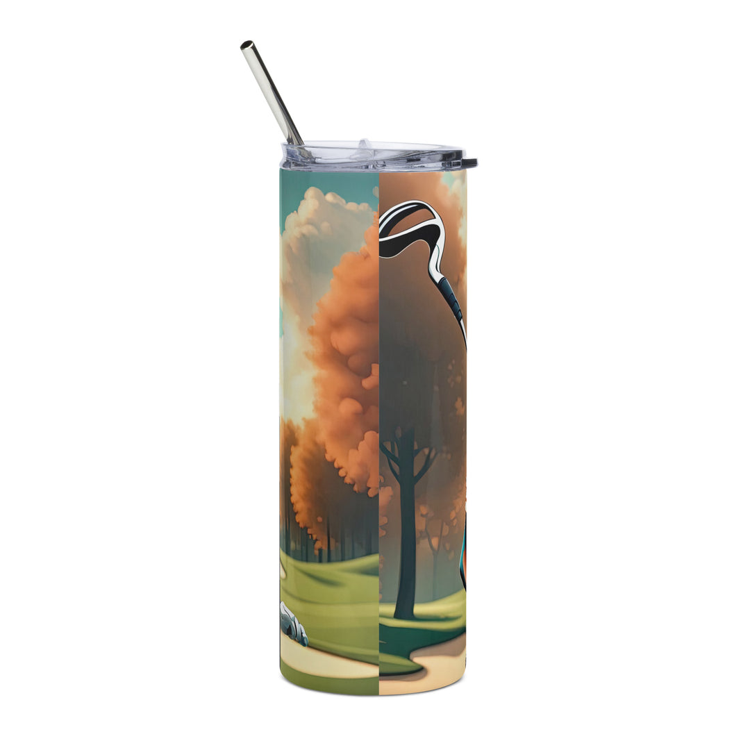 Doberman Pinscher Golfer- Stainless steel tumbler