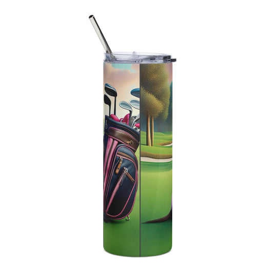 Dachshund Golfer- Stainless steel tumbler v2