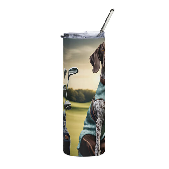 German Shorthaired Pointer Golfer- Stainless steel tumbler v2