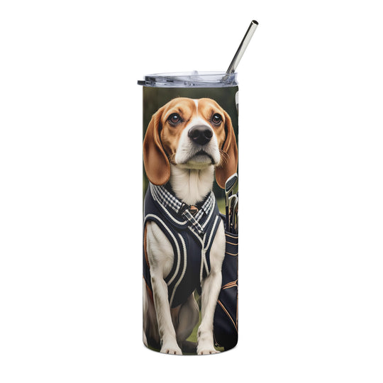 Beagle Golfer- Stainless steel tumbler