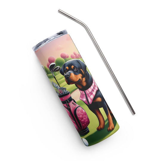 Rottweiler Golfer- Stainless steel tumbler