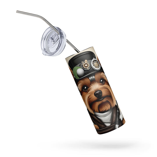 Yorkshire Terrier Golfer- Stainless steel tumbler v3